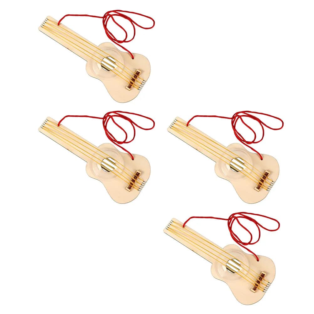4Sets DIY Wooden Ukulele Kit Handmade Music Instrument Craft for Children Home Decor Office Restaurant Ornament