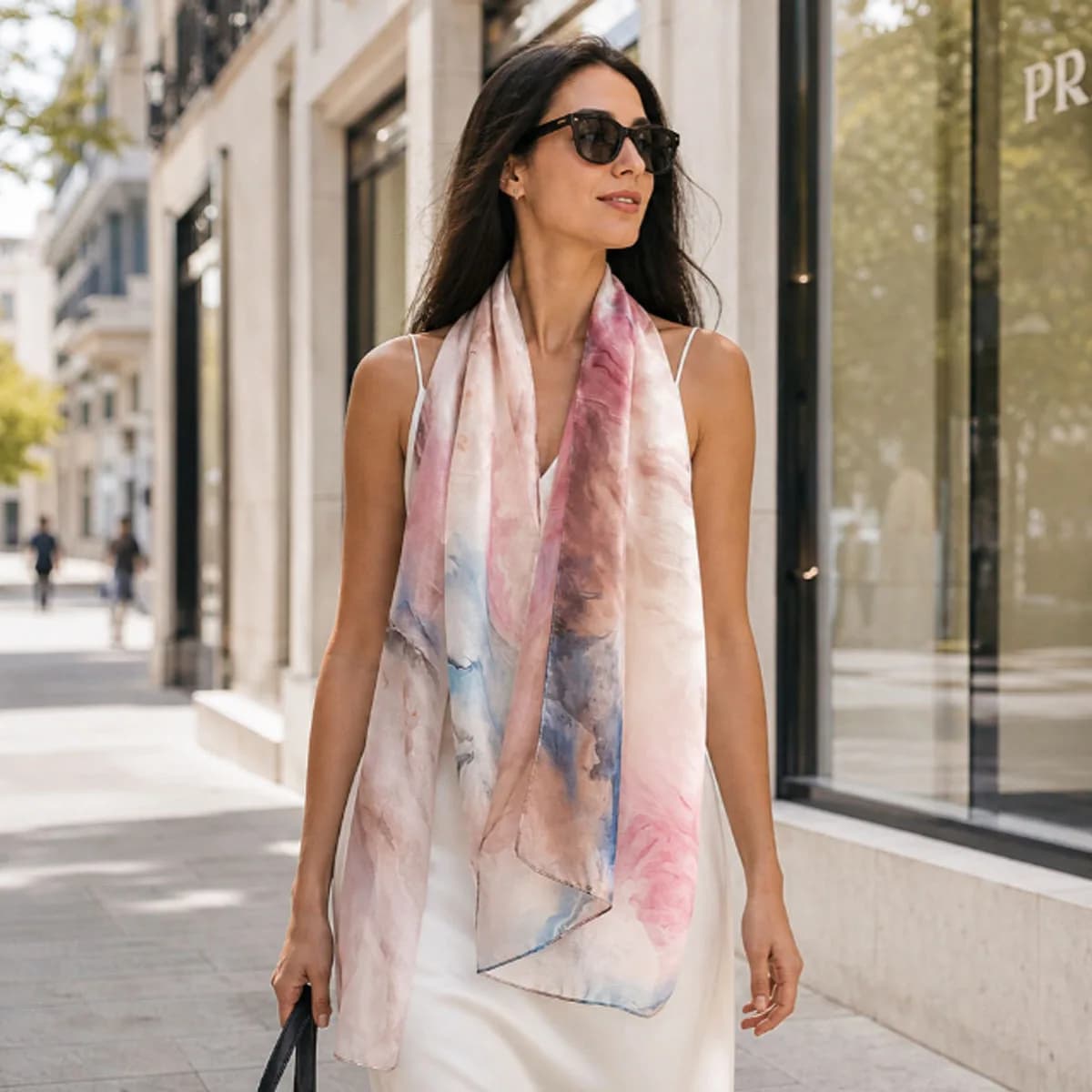 180*80cm Square Scarf Thin Beach Wraps Shawl Elegant Scarves For Women Soft Satin Bandanas Hijab Luxury Neckerchief