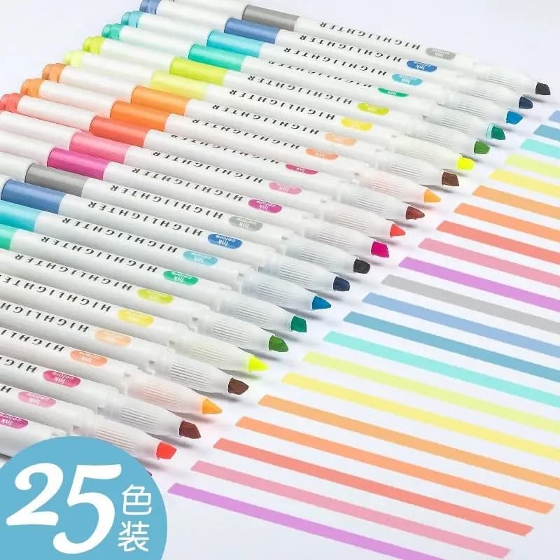 25 colori ZhiPai evidenziatori pennarelli Set di penne a doppia punta penne carine ritorno a scuola cancelleria Kawaii evidenziatore Papeterie