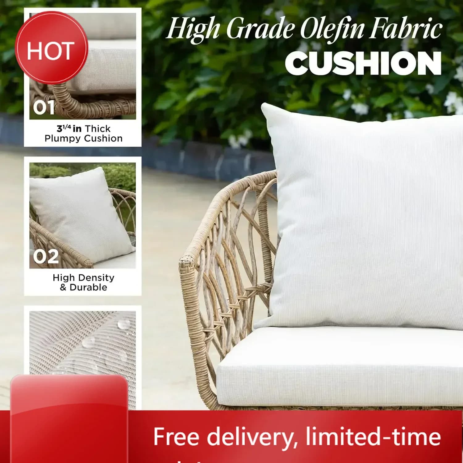 Bistrot Table and Chair Set Resistant with Loading Capacity of 227 kg (500 pounds) with Soft Bearings in Olefin Fabric - Limited Time Offer