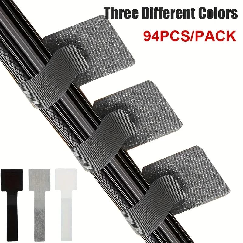 94 Fascette in Nylon Resistente con Velcro - Organizzatori Autoadesivi Sotto Scrivania