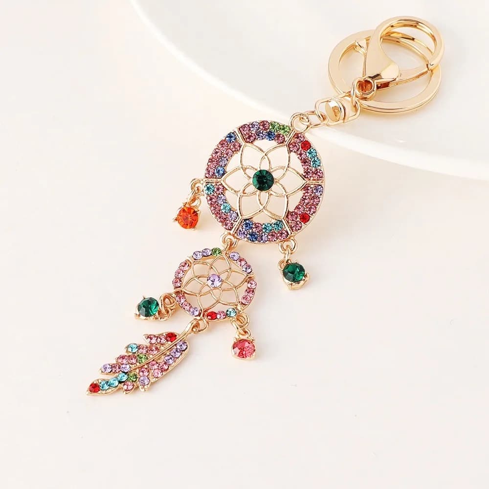 Trendy Vintage Dream Catcher Key Chain Aesthetic Alloy Car Keychain Feather Accessories Bag Pendant Women