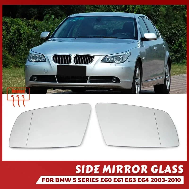 Car Wide Angle Heated Mirror Glass With 4 pins For BMW 5 E60 / E61 (2003-2009) 6 E63 / E64 (2004-2010)