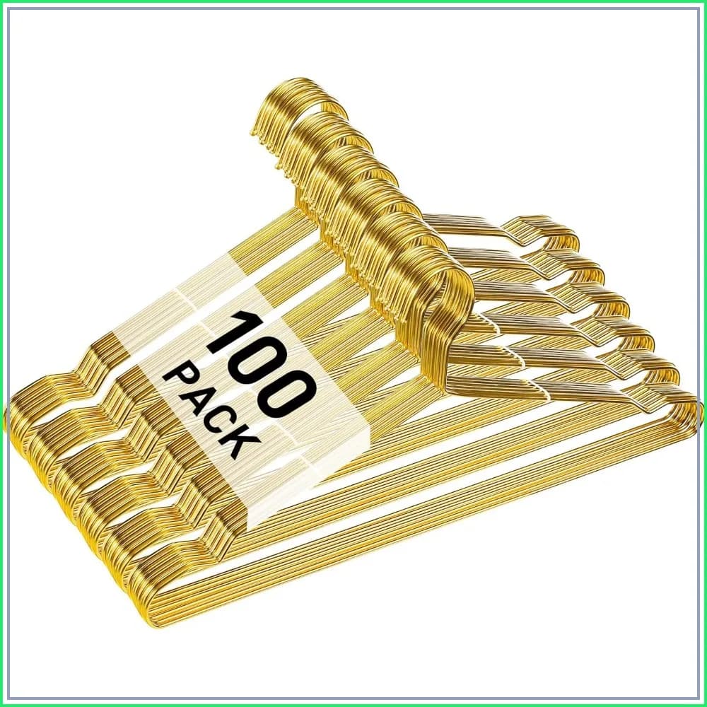 100 Pcs Stainless Steel Metal Hangers, Ultra Thin Space Saving Wire 17.7" for Clothes, Coat, Suit, Dress, Closet, Dorm