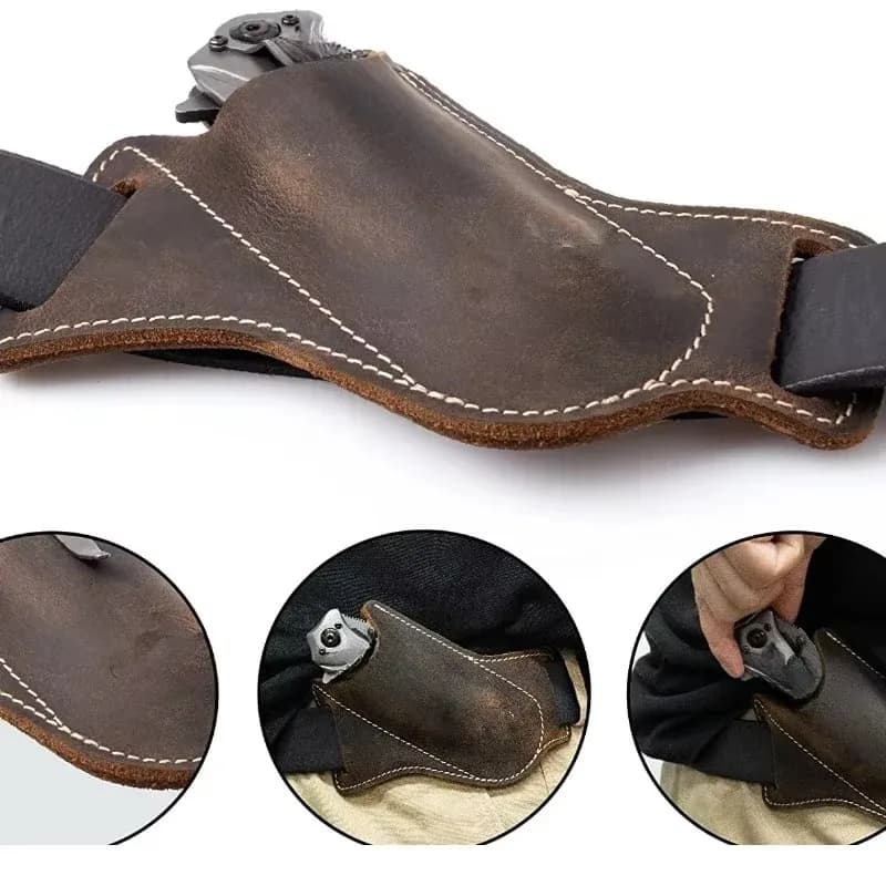 1 pezzo di custodia antigraffio in pelle PU, coltello pieghevole, porta cintura, coltello da tasca, strumento di imballaggio da campeggio