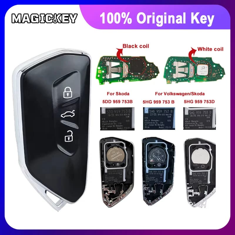 Chiave Remota Intelligente 5D Originale OEM per Volkswagen Siyat Skoda FCC 5HG 959 753 5FA 959752 5DD 959753 B MQB49 5C Chip Golf 8 ID3 ID4