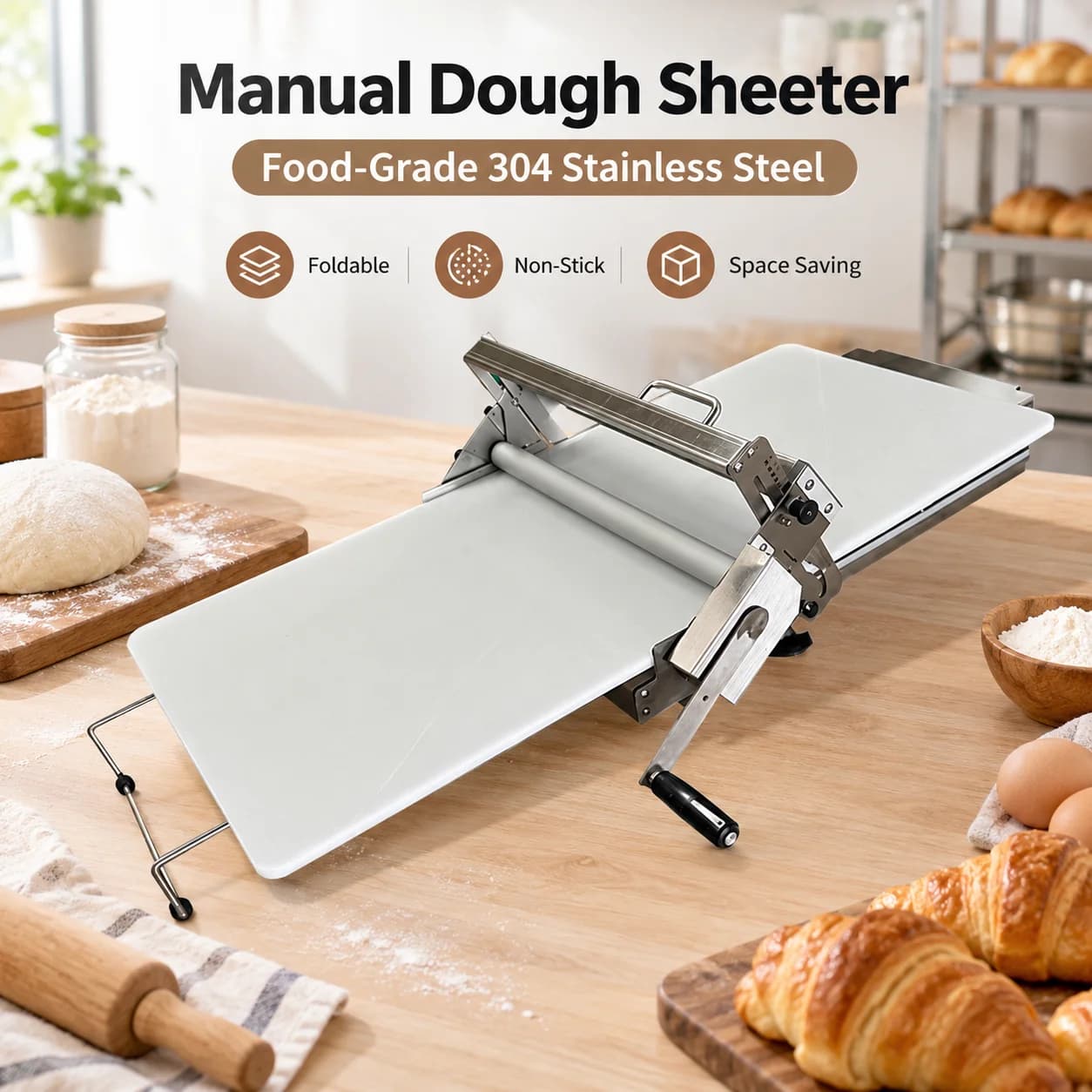 AOLIVIYA Household Folding Desktop Manual Shortening Machine Bread Egg Tart Crispy Crust Machine Baking Dough Hand Press