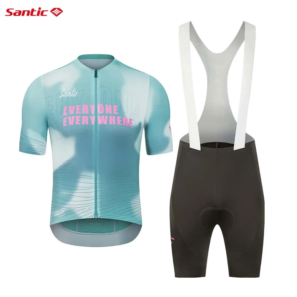 Santic Man Summer Cycling Jumpsuits Quick Drying Breathable Short Sleeve Mesh Shorts Shorts With Brakes Bearing 100 kg TM25CT102B