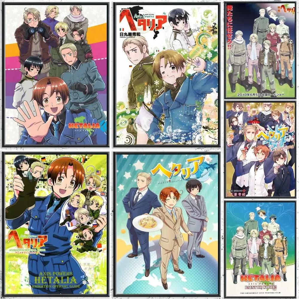 popolare poster Hetalia Axis Powers HD impermeabile autoadesivo da parete – Uso multi-scena, scelta regalo migliore
