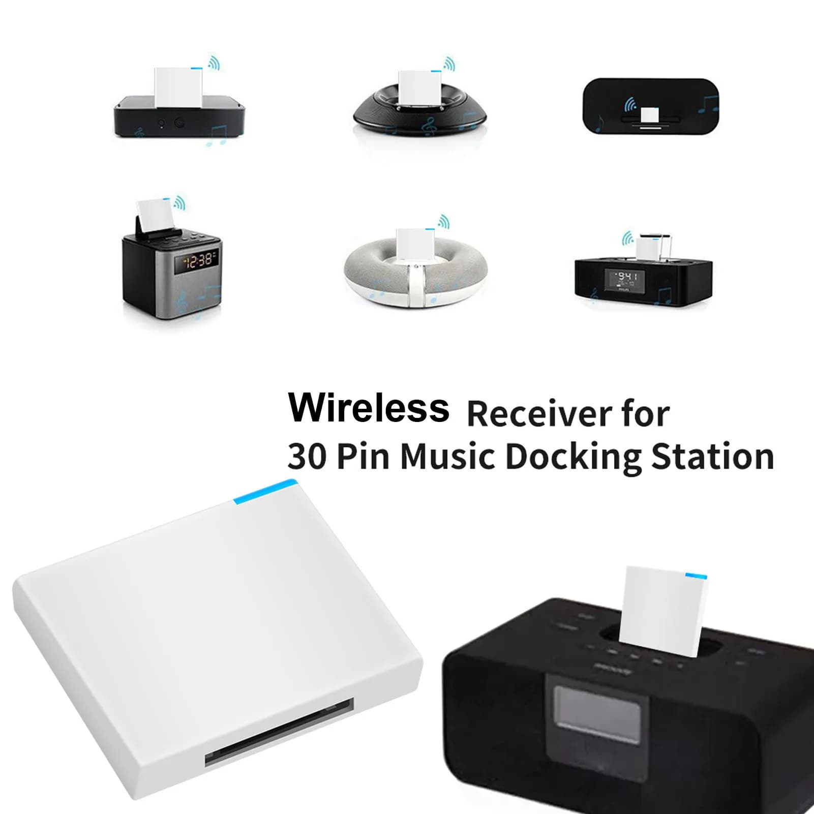 Bluetooth Receiver Suitable for Ipod Dock 30 Pin Music Docking Station Bluetooth 5.0 Adapter Dock Speaker Bluetooth Receiver
