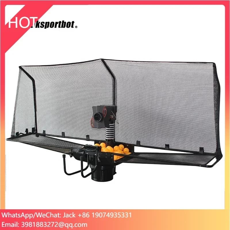 Macchina per palline da ping pong con rete da 80 palline e lanciatore automatico a distanza Attrezzatura per l'allenamento per la pratica del ping pong