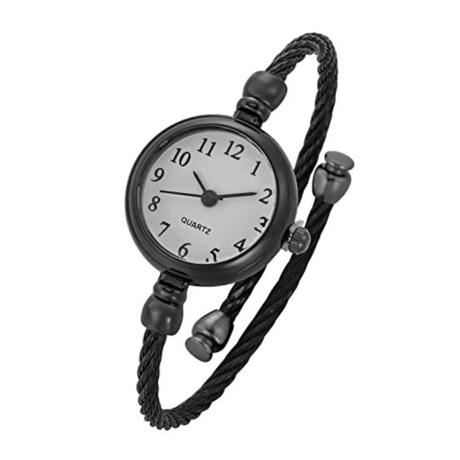 Orologio da Polso da Donna Elegante con Bracciale a Cerchio in Acciaio Inossidabile, Movimento al Quarzo Analogico e Numeri Arabi