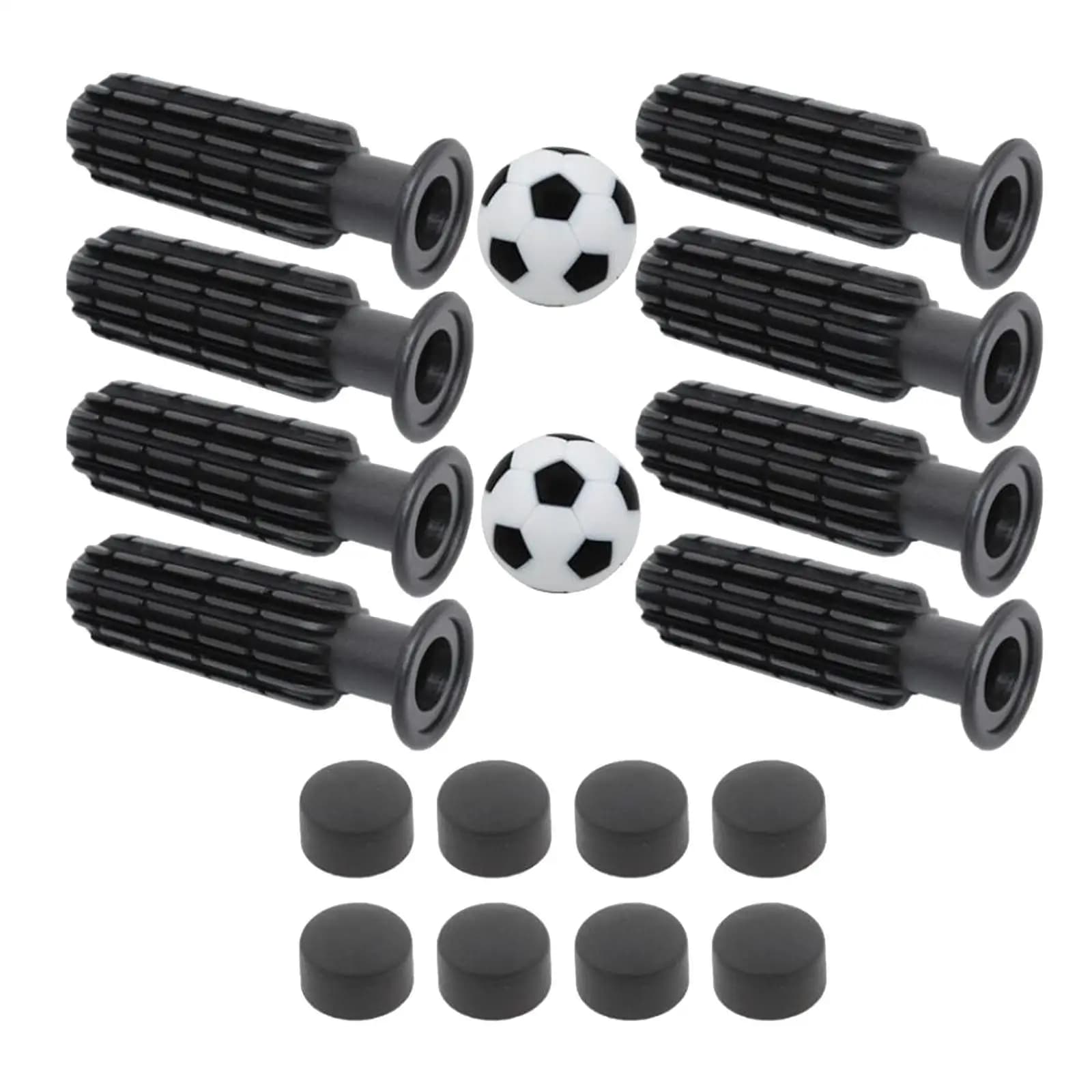 8 impugnature per calcio balilla con 2 palloni da calcio piccoli, accessori pratici e portatili, parti sostituibili per bambini con 8 tappi terminali