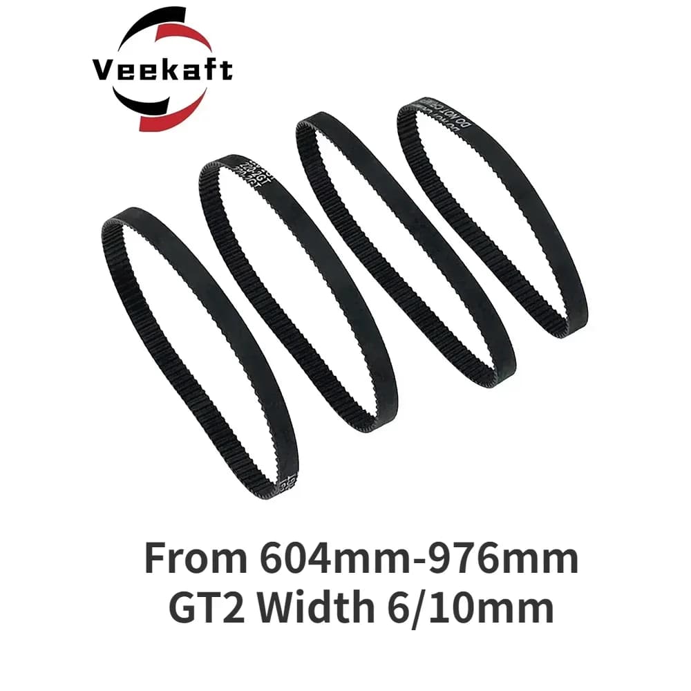 Veekaft 1PCS Parti della stampante 3D GT2 6mm 2GT 10mm Cinghia dentata in gomma ad anello chiuso da 604mm-976mm Larghezza 6mm/10mm Cinghia sincrona