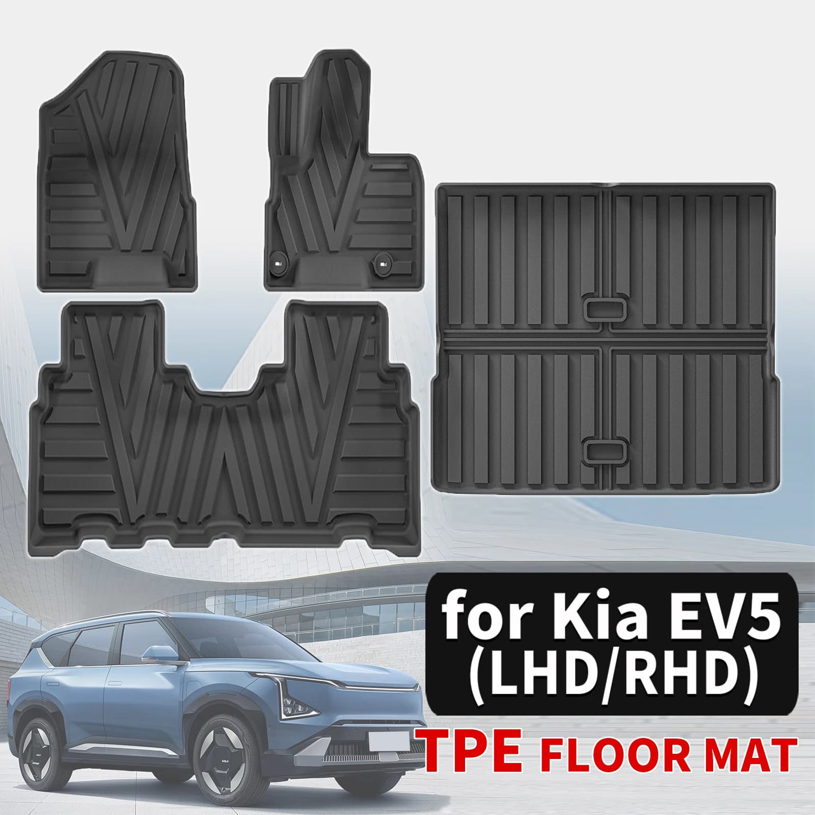 Tappetini TPE Personalizzati per Kia EV5 2026 2025 2024 2023, Set Completo Ecologico e Impermeabile per Tutte le Stagioni, Accessori per Rivestimenti Pavimento