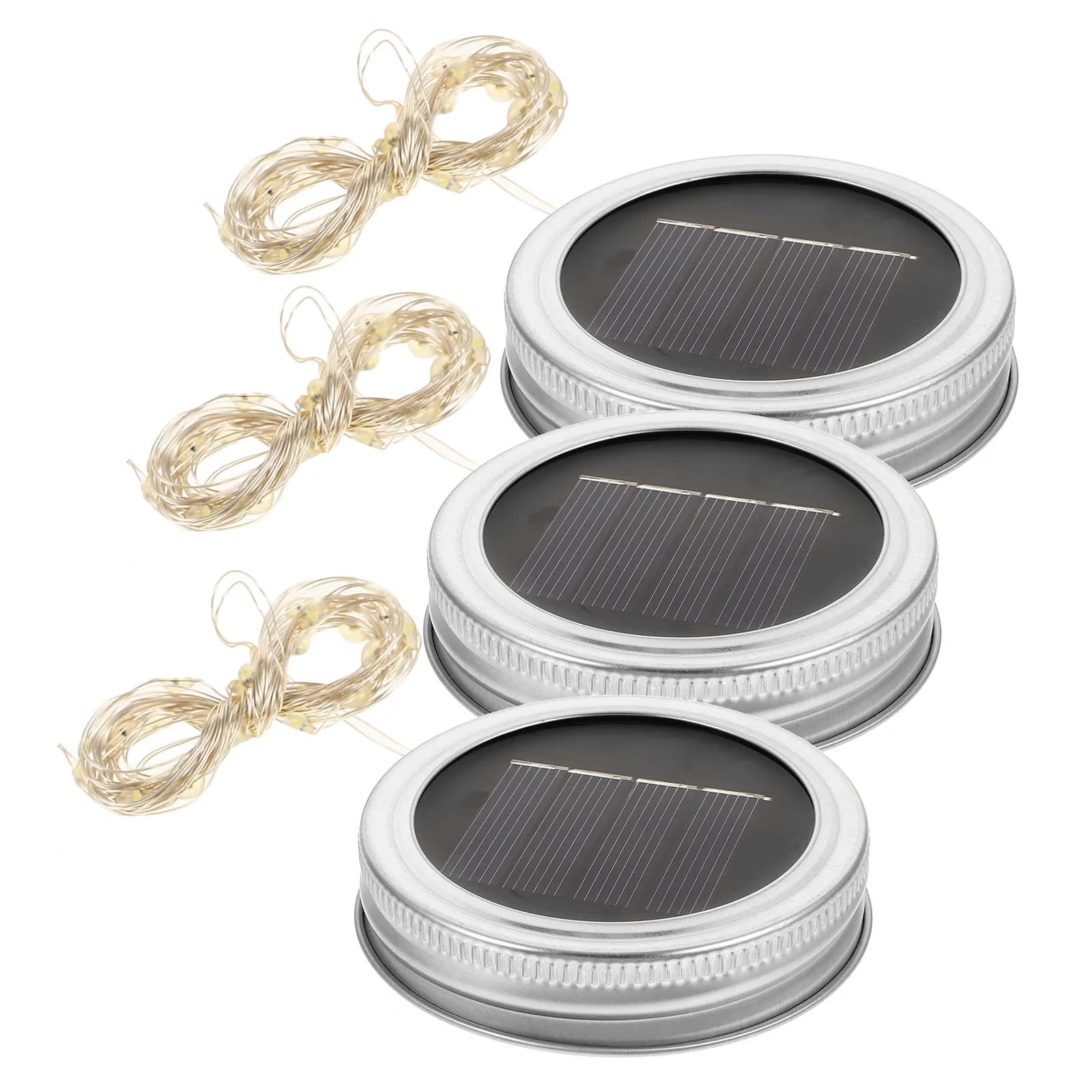 Set di 3 Luci LED a Energia Solare, Luce Bianca Fredda, 10 LED Ciascuno, Decorazioni per Giardino e Feste all'Aperto