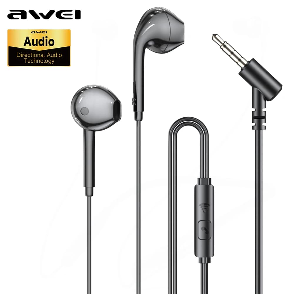 Awei PC-7 Cuffie cablate da 3,5 mm Cuffie intrauricolari Auricolari cablati con microfono Auricolari stereo per bassi Controllo sportivo in linea per telefoni