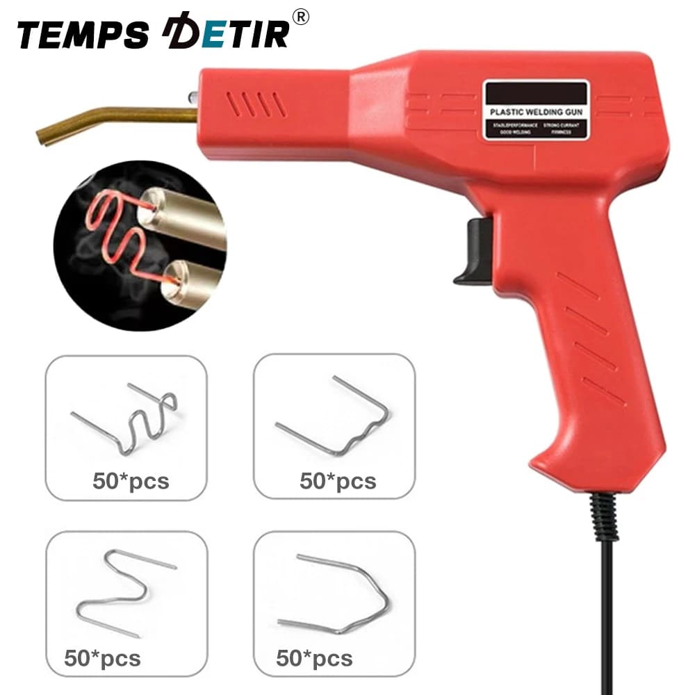Saldatrice per plastica 220 V/110 V, pinzatrice a caldo, pistola per saldatura per riparazione paraurti in plastica per auto, utensili per saldatura domestici con 4 tipi di punti metallici per saldatura