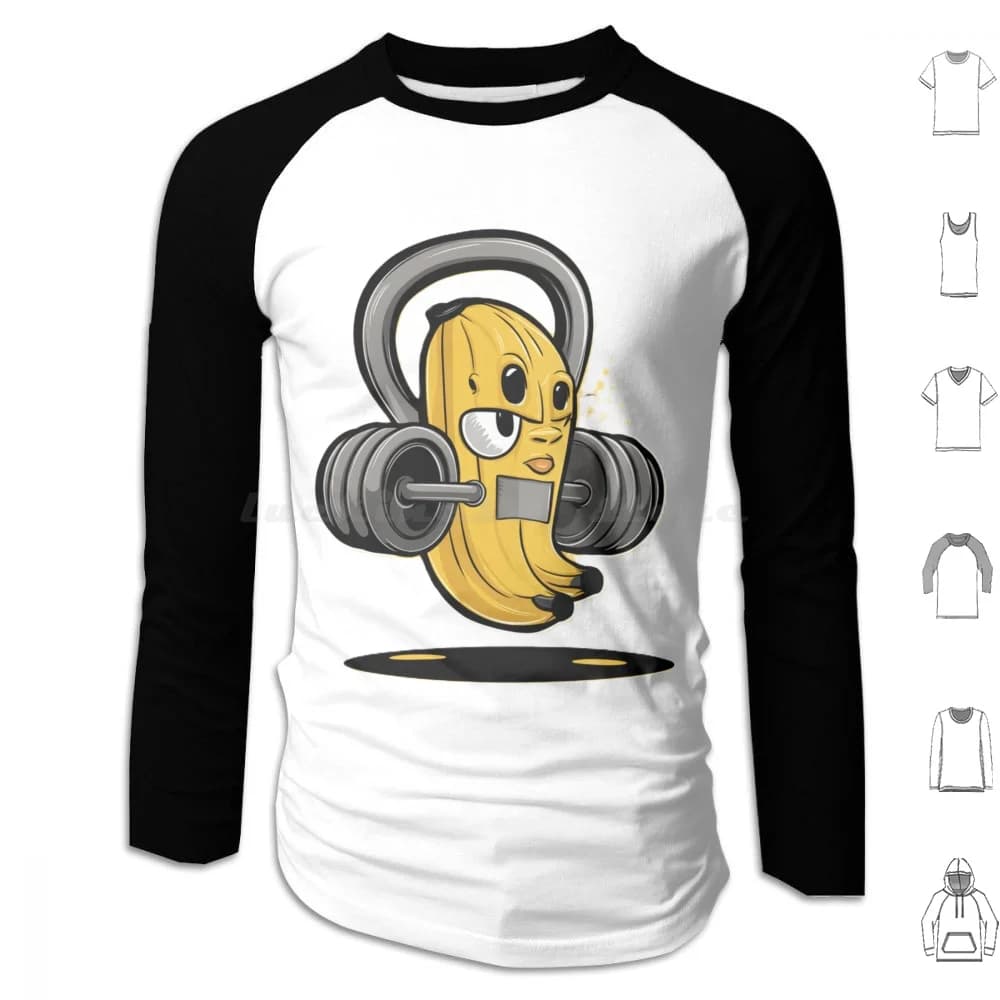 Kettlebell hoodie Long sleeved yellow cute banana banana fruit and fruit banana