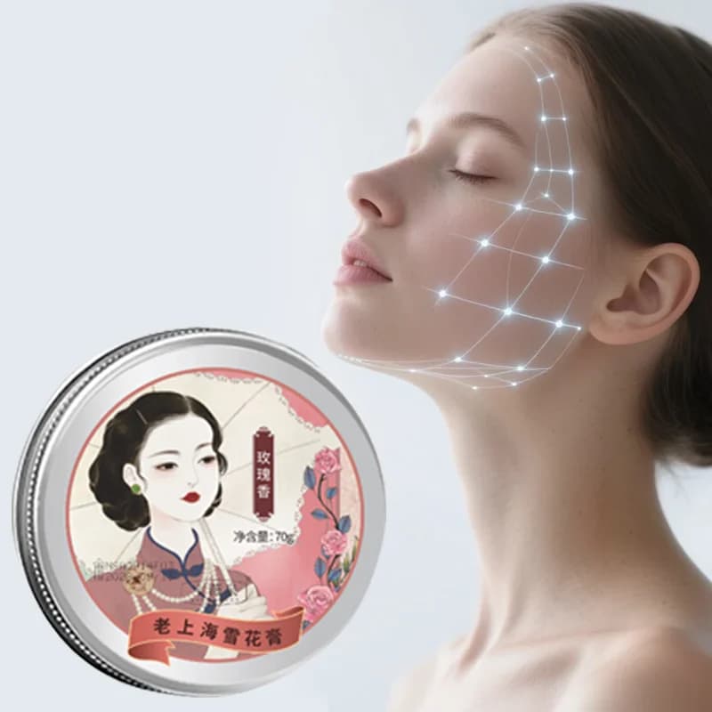 70g Old Shanghai Rose Flavored Snow Cream - Quickly moisturizes, relieves dry and cracked skin, refreshing and non irritating