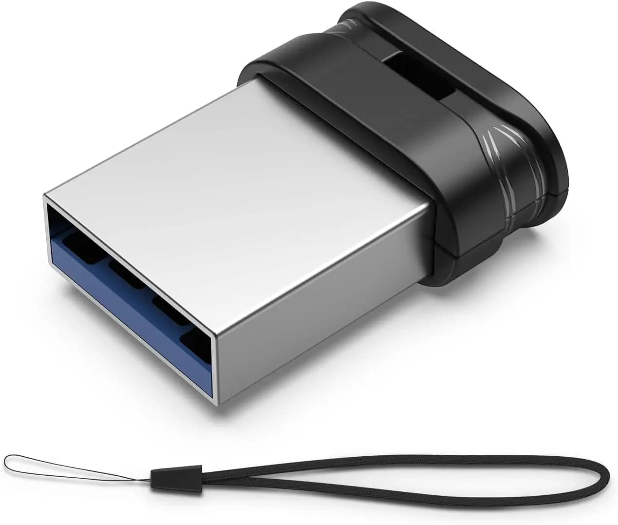 Chiavetta USB 3.0 da 256GB con Cordino, Ultra Sottile per PC Desktop - Nera