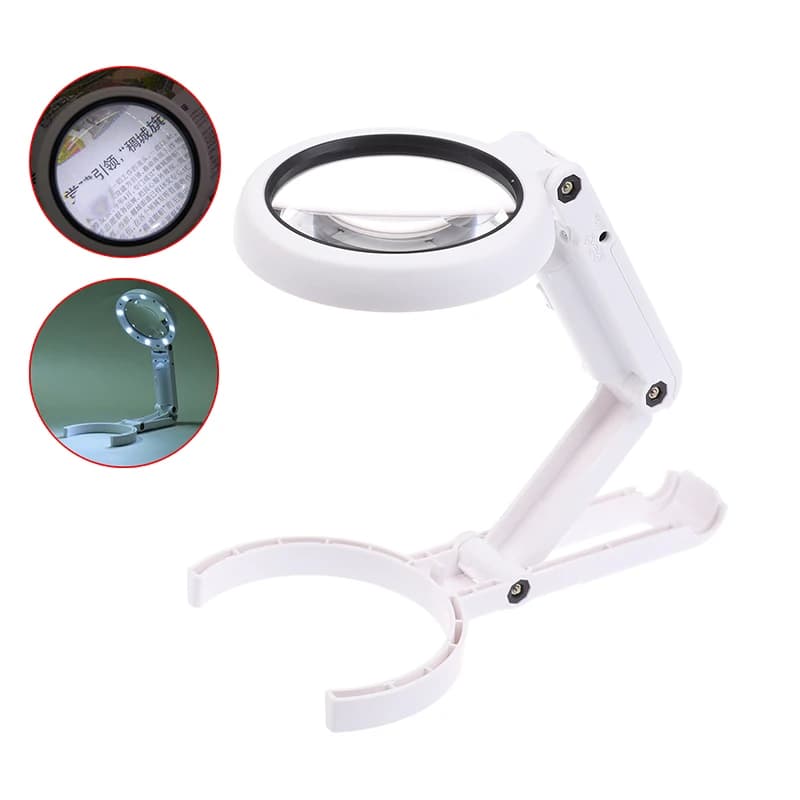 Dual Power 11x 5x Magnifier with LED Light, Versatile Handheld or Desk-Top for Reading and Maintenance