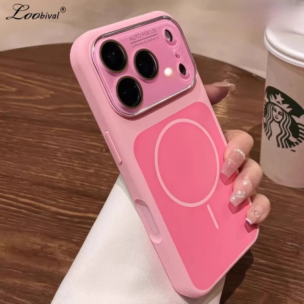 Custodia in silicone liquido opaco color caramella per MagSafe per iPhone 17 16 Pro Max 15 con protezione magnetica per fotocamera e antiurto