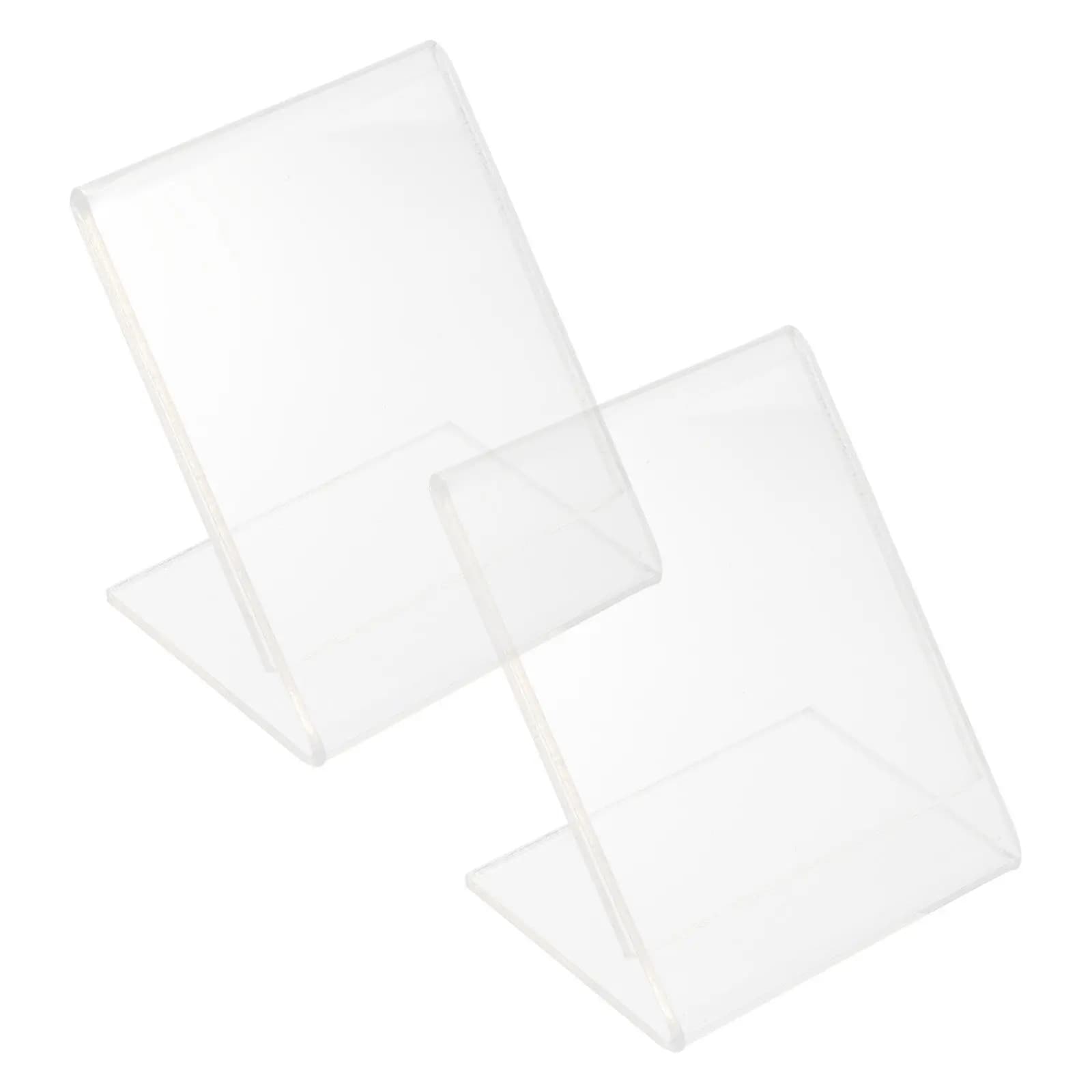 2Pcs High-Clarity Plastic Slant Back Sign Holder for Price Labels Qr Code Payment Cards Tabletop Advertising L Shape Label