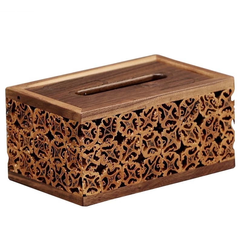Portafazzoletti Vintage in Legno di Noce, Scatole Rettangolari per Fazzoletti di Carta, Porta Asciugamani da Tavolo per Casa e Bagno
