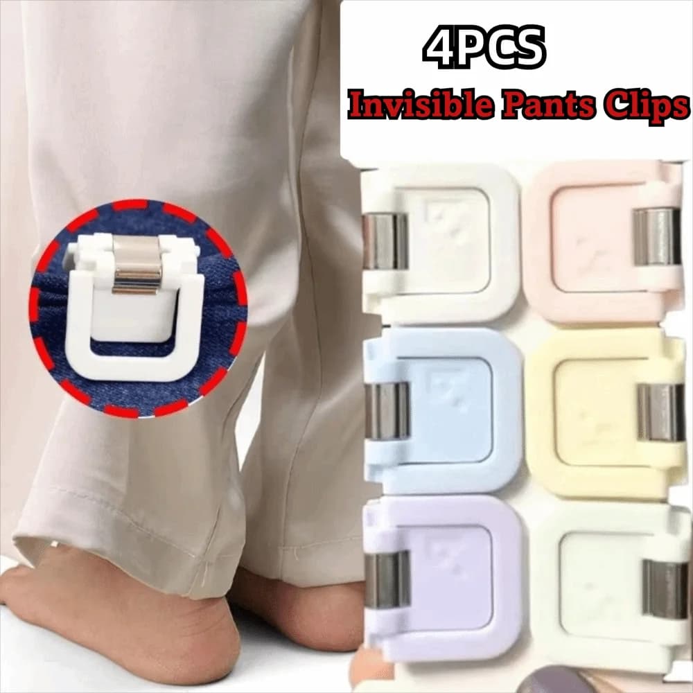4 Pezzi Clip per Pantaloni Staccabili Multifunzione, Clip Invisibili per Rallentare i Pantaloni, Cinghie per Gambe, Fibbia di Fissaggio