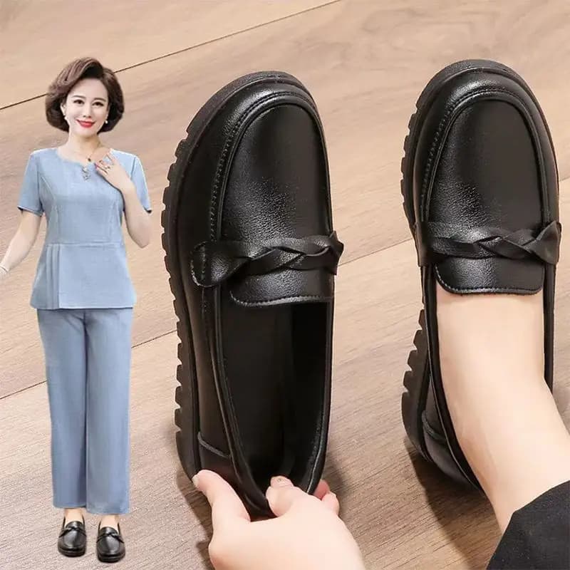 New 2026 Comfortable Mom Shoes Plastic Loafers Anti-Slip Soft Bottom Waterproof for Elderly Women Casual Business Style Flat ...