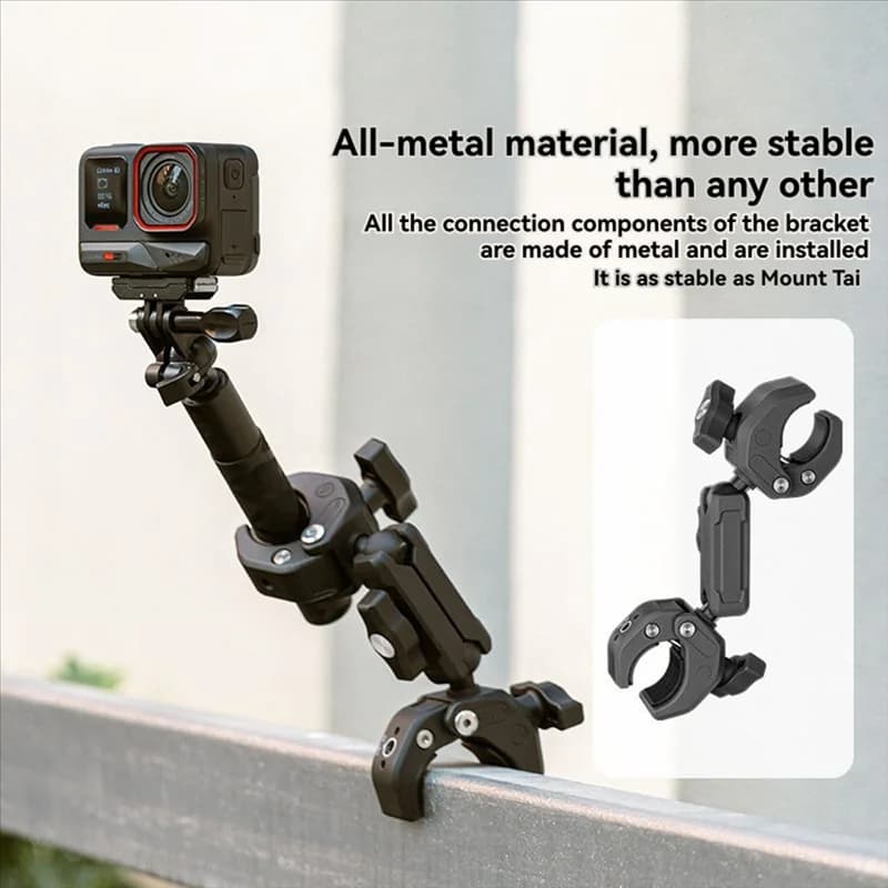 ta Hot sale】 Black metal and aluminum anchor clamp for action cam Insta360 X5 Ace Pro 2 Gopro 13 Motorcycle Accessories