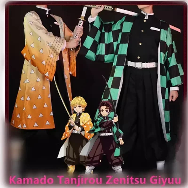2026. Costume Cosplay Zenitsu Giyuu, Set Anime per Bambini, Uomo e Donna, Vestito di Halloween