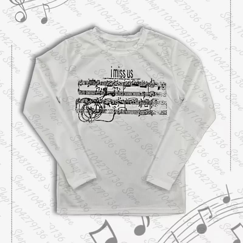 Women Retro Cute Harajuku Slim fit Tops Lady White Casual T-Shirts Girls Letter Anime Print Long Sleeve Clothes