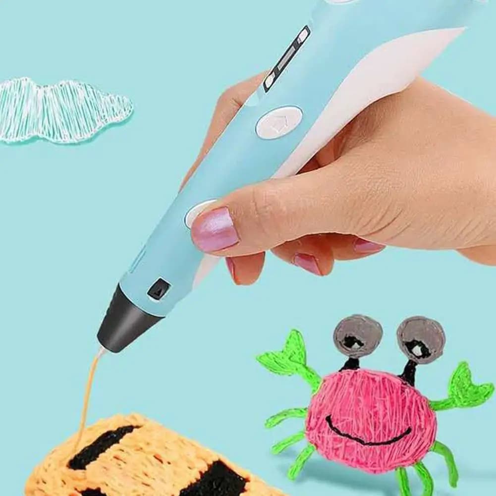 Penna per stampa 3D da 18 cm con display LCD, kit filamento PLA, strumento creativo per disegno artistico e apprendimento, include filamenti (Y0S6)