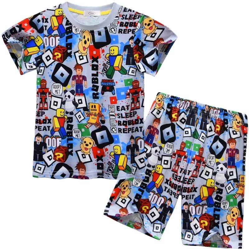 Pigiama a Tema Anime Roblox, Abbigliamento da Casa a Maniche Corte per Bambini, Pigiama per Ragazzi e Ragazze, Regalo di Compleanno