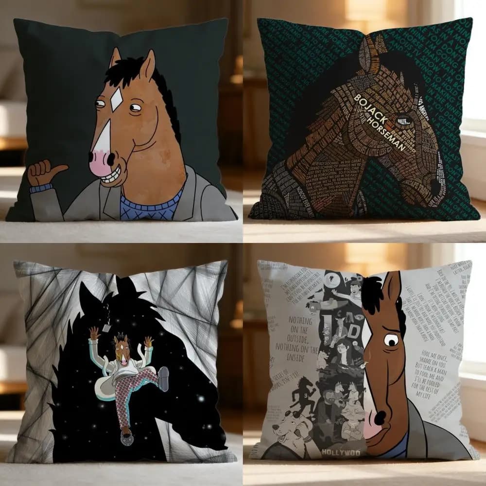 Fodera per cuscino B-BBoJack Horseman, morbida e lavabile, multi-scena, per divano, letto, viaggi e ufficio