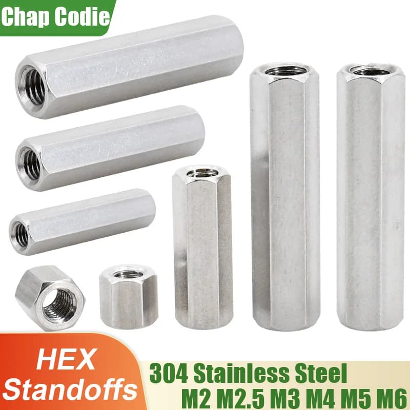 304 In Acciaio Inox Hex Scheda Madre Standoff Femmina PCB Supporto Spaziatura Vite M2 M2.5 M3 M4 M5 M6 Montaggio su Rack Pilastri Distanziatore Bullone