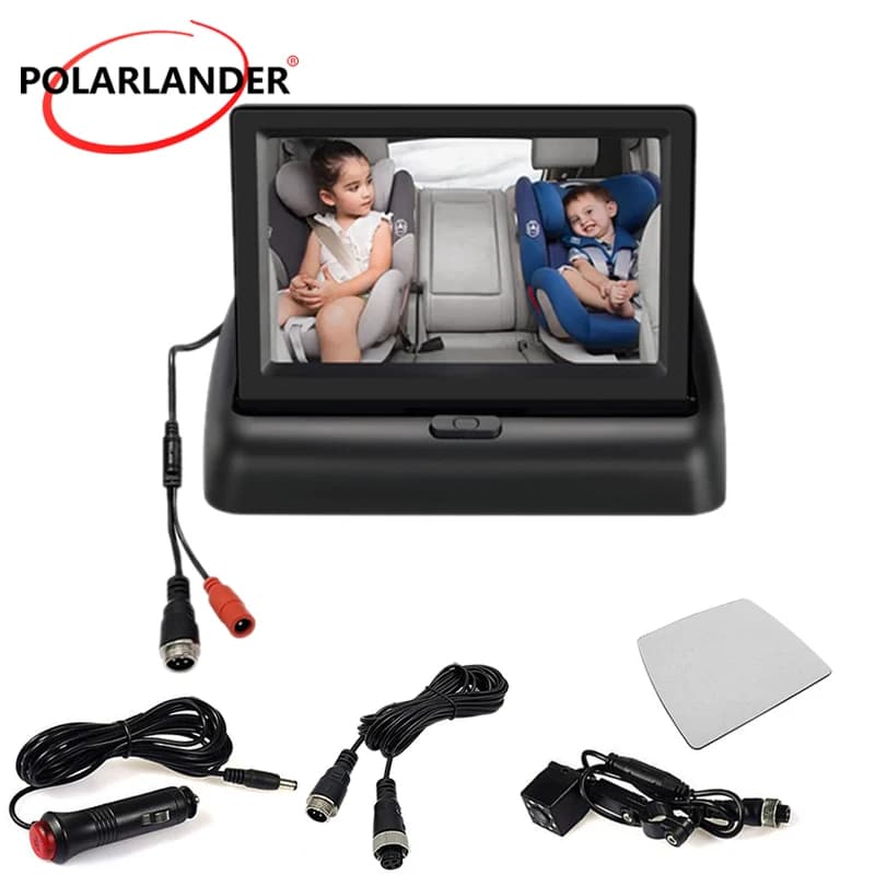 4.3 Inch Baby Car Rearview Mirror Camera Night Vision Display for Back Seat Infant Monitor with Cigarette Lighter