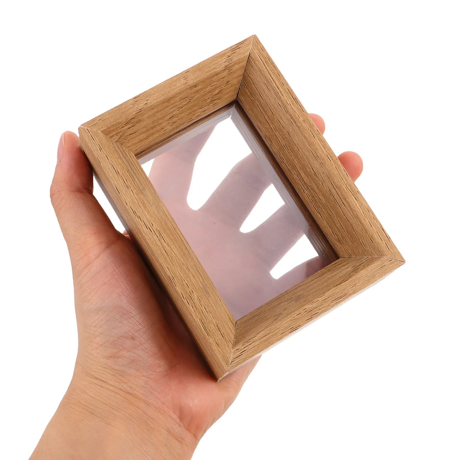 Miniature Double Sided Transparent Wood Photo Frame Small Bedside Square Table Standing Unfinished Natural Wood Picture Frame