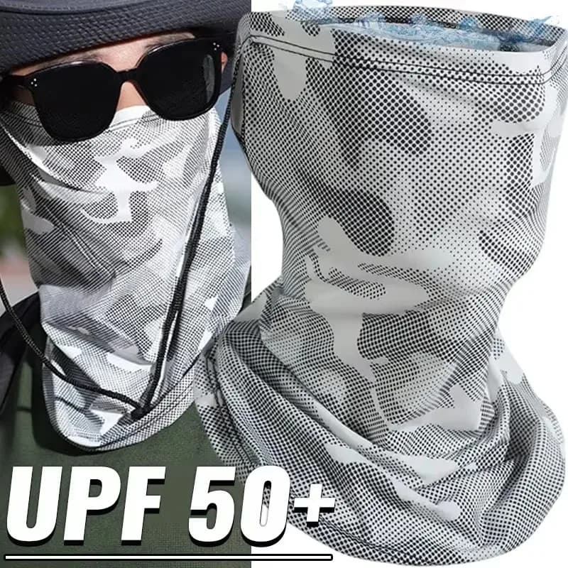 Protezione solare estiva da uomo Maschera di seta di ghiaccio Collo Protezione UV Copertura per il viso Protezione solare Viso con cappelli di protezione solare per ciclismo all'aperto