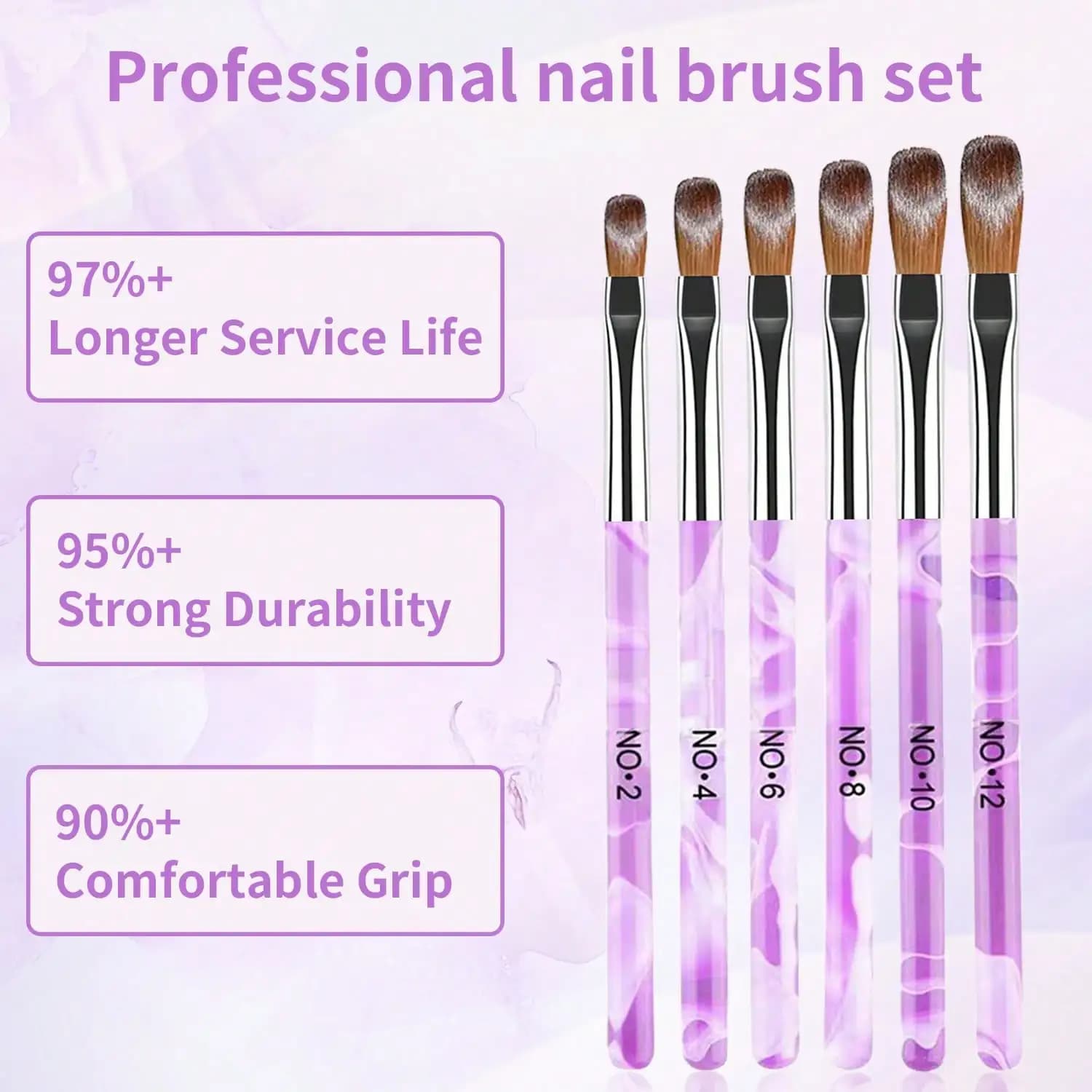 6Pcs Acrylic Nail Brush Set 3D Builder Gel Nail Drawing Pens Household Salon Nail Art Manicure Supply