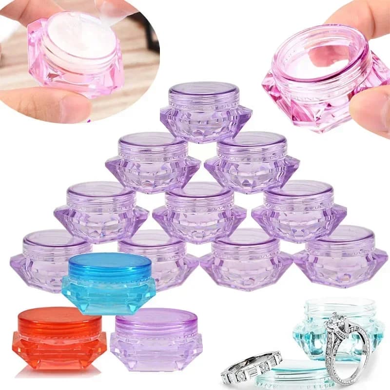 30 Pieces Mini Empty Diamond Shaped Jars 3g/5g, Cosmetic Containers Rechargeable for Lotions, Creams, Cheats, Beads, Shades and Samples