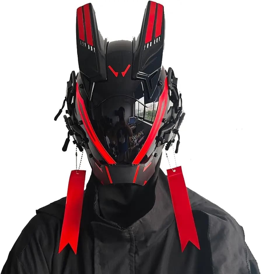 Maschera LED Punk per Uomo e Donna, Accessorio Futuristico Techwear per Cosplay, Halloween, Feste e Festival