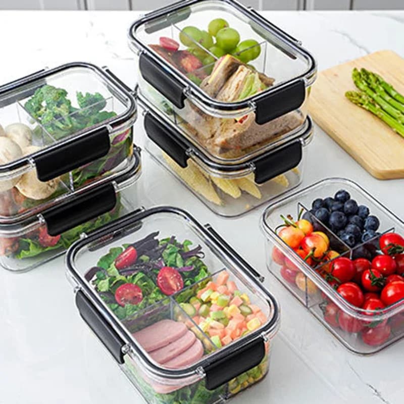 Lunch Box portatile per bambini, scuola, microonde, Bento Box trasparente con scomparti, insalata, frutta, cibo, barattolo sigillato