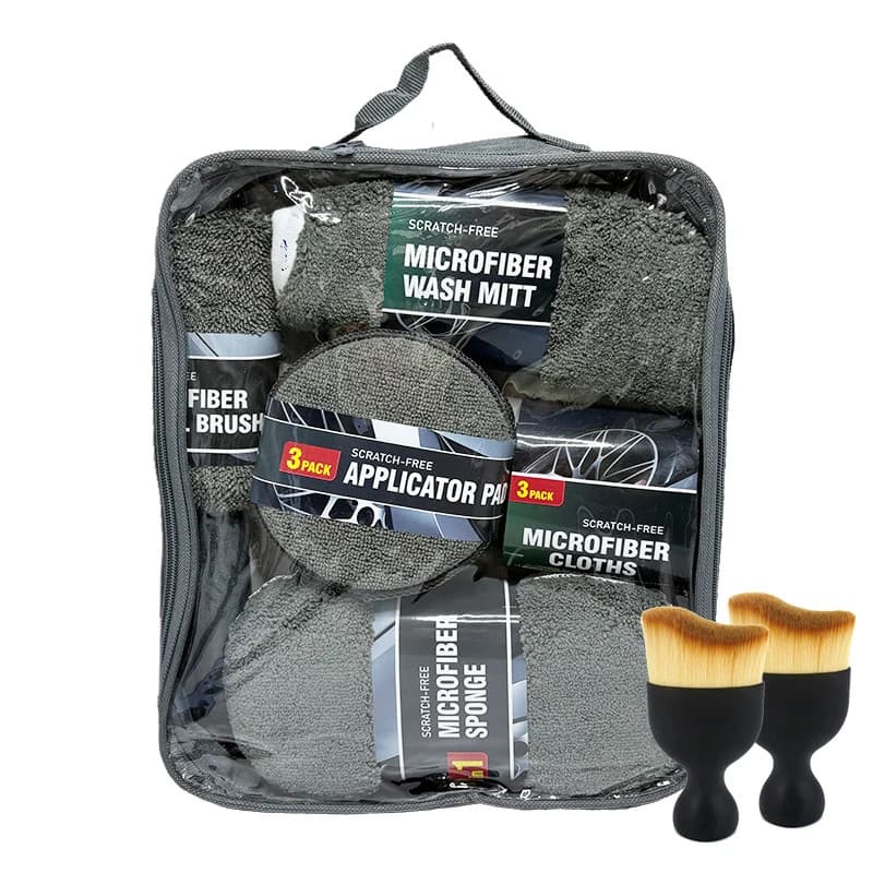 Kit di pulizia per auto e moto da 9/11 pezzi, guanti per lavaggio domestico, panni per lavaggio auto, set di spugne morbide in microfibra per pneumatici