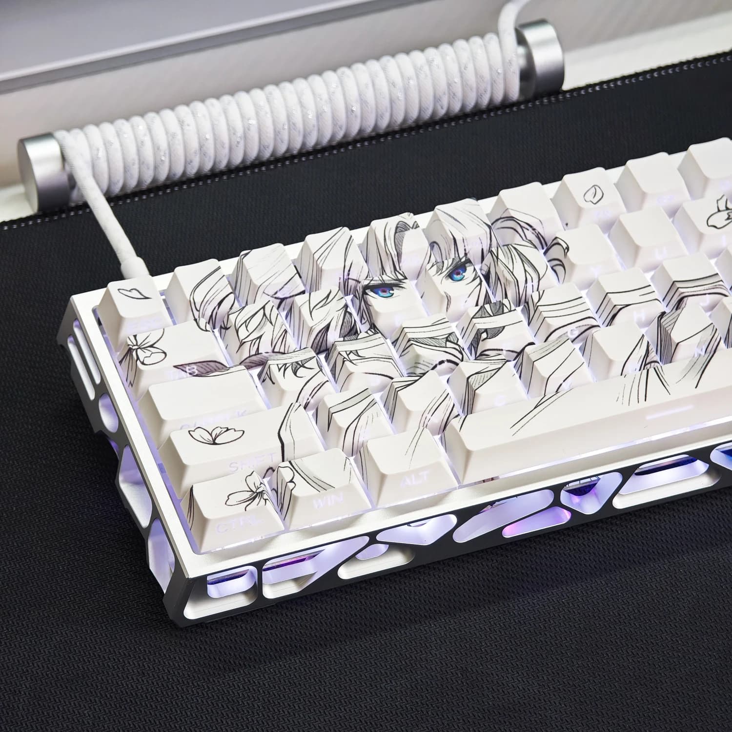 98 Keys Fate EXTRA Keycaps Chreey Height PBT Engraving 2d Animation Custom Key Caps for Mechanical Keyboards Wooting Made68