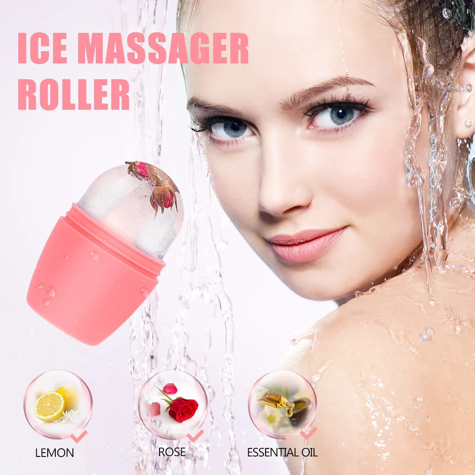 Stampo Riutilizzabile per Ghiaccio Viso, Massaggiatore Rinfrescante, Allevia la Fatica, Riduce le Occhiaie, Rassoda la Pelle, Effetto Lifting Facciale