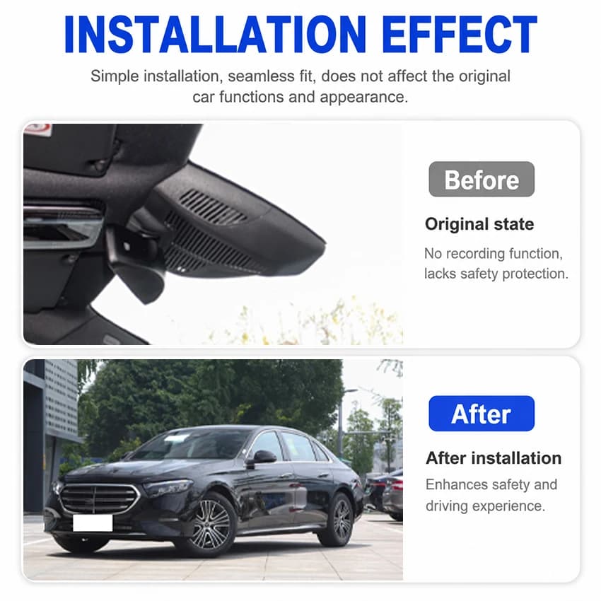 4K Hidden Plug and Play Car DVR Dashcam for Mercedes‑Benz E‑Class W214 2024‑2026, WiFi APP Control Night Vision Video Recorder
