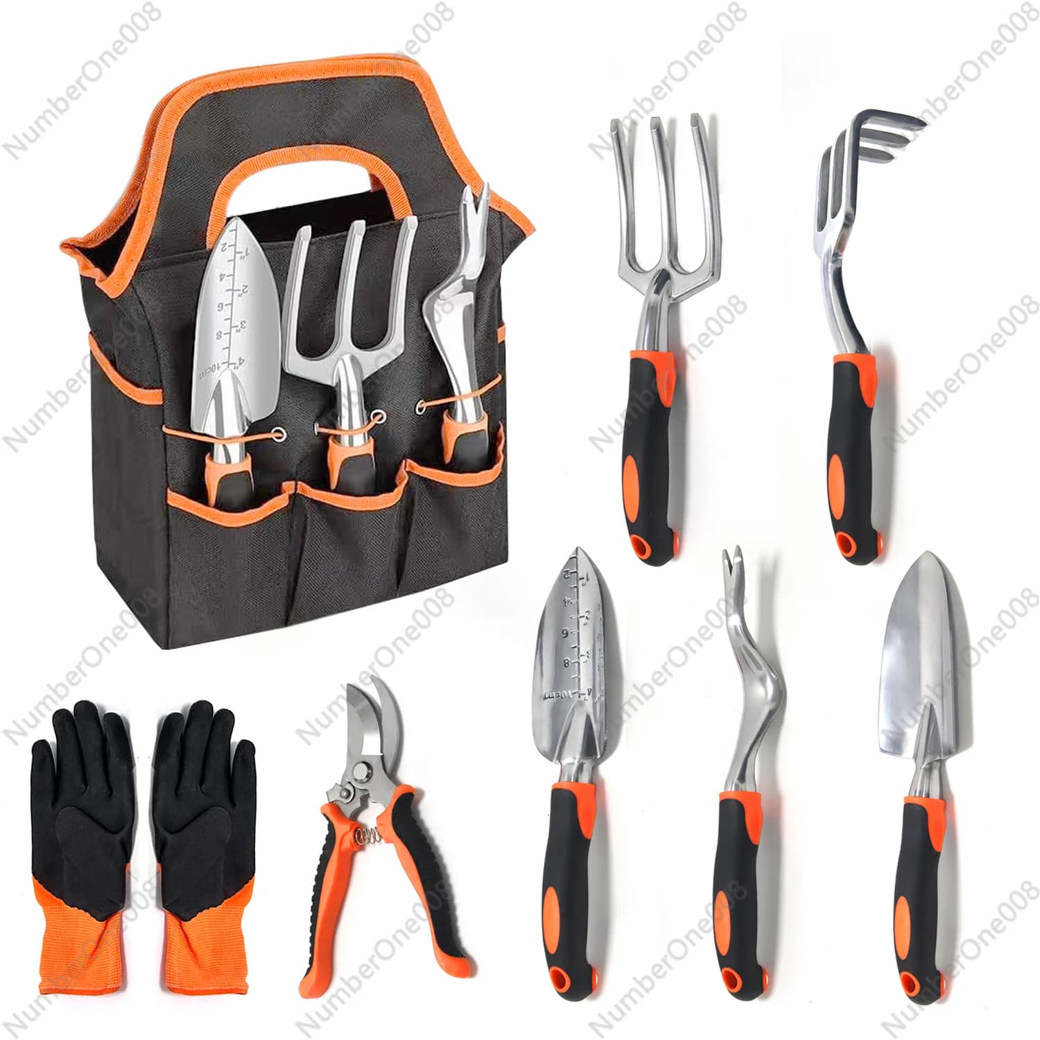 Set di 8 forbici per bonsai, set di attrezzi per forbici da giardino, set di kit di attrezzi manuali per giardino domestico floreale con borsa, due per set